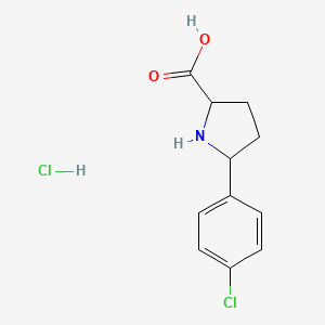 molecular formula C11H13Cl2NO2 B13357889 5-(4-Chlorophenyl)pyrrolidine-2-carboxylic acid hydrochloride CAS No. 2646-77-7