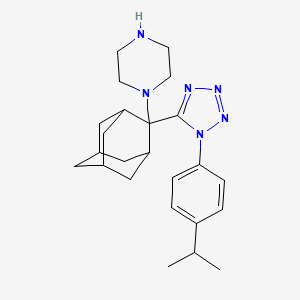 molecular formula C24H34N6 B13358041 1-{2-[1-(4-isopropylphenyl)-1H-tetraazol-5-yl]-2-adamantyl}piperazine 