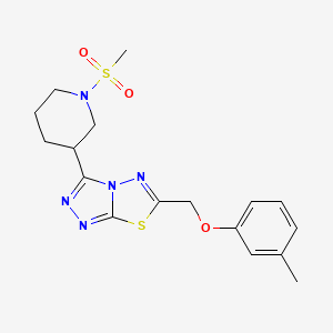 molecular formula C17H21N5O3S2 B13358060 3-Methylphenyl {3-[1-(methylsulfonyl)-3-piperidinyl][1,2,4]triazolo[3,4-b][1,3,4]thiadiazol-6-yl}methyl ether 