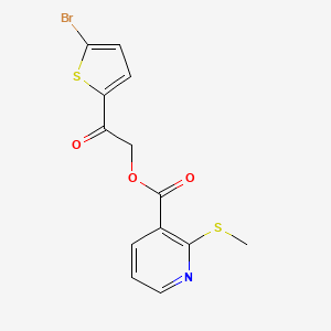 molecular formula C13H10BrNO3S2 B13358125 2-(5-Bromothiophen-2-yl)-2-oxoethyl 2-(methylthio)nicotinate 