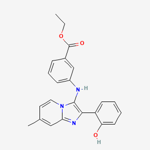 molecular formula C23H21N3O3 B13358157 Ethyl 3-{[2-(2-hydroxyphenyl)-7-methylimidazo[1,2-a]pyridin-3-yl]amino}benzoate 