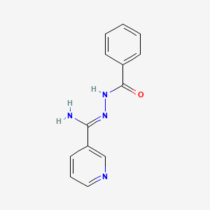 molecular formula C13H12N4O B13358275 N'-[imino(3-pyridinyl)methyl]benzohydrazide 