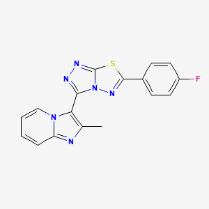 molecular formula C17H11FN6S B13358301 3-[6-(4-Fluorophenyl)[1,2,4]triazolo[3,4-b][1,3,4]thiadiazol-3-yl]-2-methylimidazo[1,2-a]pyridine 