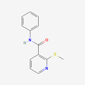 molecular formula C13H12N2OS B13358419 2-(Methylthio)-N-phenylnicotinamide 