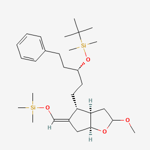 molecular formula C29H50O4Si2 B13358462 tert-Butyl(((3R)-1-((3aR,4R,6aS,Z)-2-methoxy-5-(((trimethylsilyl)oxy)methylene)hexahydro-2H-cyclopenta[b]furan-4-yl)-5-phenylpentan-3-yl)oxy)dimethylsilane 