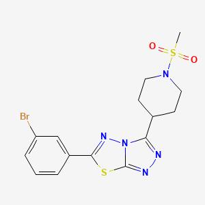 molecular formula C15H16BrN5O2S2 B13358525 6-(3-Bromophenyl)-3-[1-(methylsulfonyl)-4-piperidinyl][1,2,4]triazolo[3,4-b][1,3,4]thiadiazole 