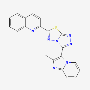 molecular formula C20H13N7S B13358567 2-[3-(2-Methylimidazo[1,2-a]pyridin-3-yl)[1,2,4]triazolo[3,4-b][1,3,4]thiadiazol-6-yl]quinoline 