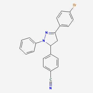 molecular formula C22H16BrN3 B13358574 4-(3-(4-Bromophenyl)-1-phenyl-4,5-dihydro-1H-pyrazol-5-yl)benzonitrile 