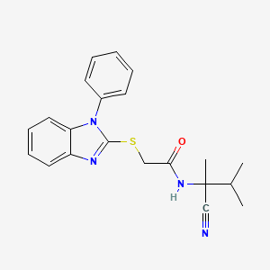 molecular formula C21H22N4OS B13358598 N-(2-Cyano-3-methylbutan-2-yl)-2-((1-phenyl-1H-benzo[d]imidazol-2-yl)thio)acetamide 