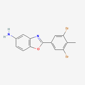 molecular formula C14H10Br2N2O B13358645 2-(3,5-Dibromo-4-methylphenyl)-1,3-benzoxazol-5-amine 