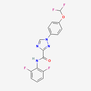 molecular formula C16H10F4N4O2 B13358657 1-[4-(difluoromethoxy)phenyl]-N-(2,6-difluorophenyl)-1H-1,2,4-triazole-3-carboxamide 