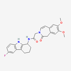 molecular formula C26H26FN3O4 B13358661 2-(7,8-dimethoxy-2-oxo-1,2-dihydro-3H-3-benzazepin-3-yl)-N-(6-fluoro-2,3,4,9-tetrahydro-1H-carbazol-1-yl)acetamide 