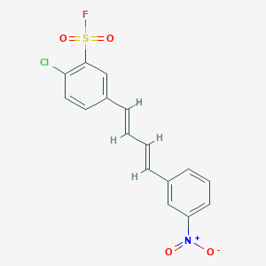 molecular formula C16H11ClFNO4S B13358666 2-Chloro-5-(4-(3-nitrophenyl)buta-1,3-dien-1-yl)benzene-1-sulfonyl fluoride CAS No. 31368-38-4