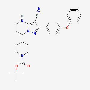 molecular formula C29H33N5O3 B13358671 tert-Butyl 4-(3-cyano-2-(4-phenoxyphenyl)-4,5,6,7-tetrahydropyrazolo[1,5-a]pyrimidin-7-yl)piperidine-1-carboxylate CAS No. 2190506-56-8