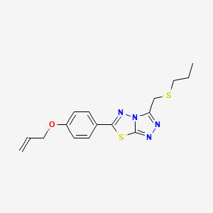 molecular formula C16H18N4OS2 B13358680 6-[4-(Allyloxy)phenyl]-3-[(propylsulfanyl)methyl][1,2,4]triazolo[3,4-b][1,3,4]thiadiazole 