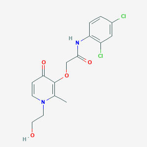 molecular formula C16H16Cl2N2O4 B13358723 N-(2,4-dichlorophenyl)-2-((1-(2-hydroxyethyl)-2-methyl-4-oxo-1,4-dihydropyridin-3-yl)oxy)acetamide 