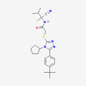 molecular formula C25H35N5OS B13358765 2-{[5-(4-tert-butylphenyl)-4-cyclopentyl-4H-1,2,4-triazol-3-yl]sulfanyl}-N-(1-cyano-1,2-dimethylpropyl)acetamide 