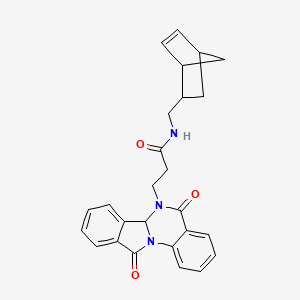 molecular formula C26H25N3O3 B13358914 N-(bicyclo[2.2.1]hept-5-en-2-ylmethyl)-3-(5,11-dioxo-6a,11-dihydroisoindolo[2,1-a]quinazolin-6(5H)-yl)propanamide 