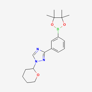 molecular formula C19H26BN3O3 B13358926 1-(Tetrahydro-2H-pyran-2-yl)-3-(3-(4,4,5,5-tetramethyl-1,3,2-dioxaborolan-2-yl)phenyl)-1H-1,2,4-triazole 