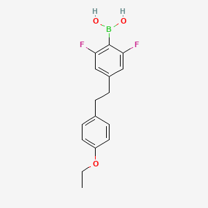 molecular formula C16H17BF2O3 B13358992 {4-[2-(4-Ethoxyphenyl)ethyl]-2,6-difluorophenyl}boronic acid CAS No. 138525-75-4