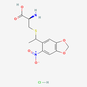 (2R)-2-Amino-3-((1-(6-nitrobenzo[d][1,3]dioxol-5-yl)ethyl)thio)propanoic acid hydrochloride