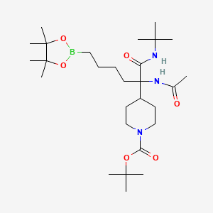 tert-Butyl 4-(2-acetamido-1-(tert-butylamino)-1-oxo-6-(4,4,5,5-tetramethyl-1,3,2-dioxaborolan-2-yl)hexan-2-yl)piperidine-1-carboxylate