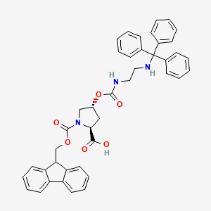 (2S,4R)-1-(((9H-Fluoren-9-yl)methoxy)carbonyl)-4-(((2-(tritylamino)ethyl)carbamoyl)oxy)pyrrolidine-2-carboxylic acid