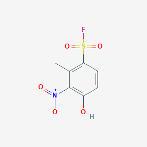 molecular formula C7H6FNO5S B13359069 Benzenesulfonylfluoride, 4-hydroxy-2-methyl-3-nitro- CAS No. 23379-32-0