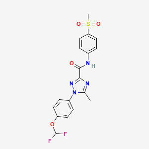 molecular formula C18H16F2N4O4S B13359079 1-[4-(difluoromethoxy)phenyl]-5-methyl-N-[4-(methylsulfonyl)phenyl]-1H-1,2,4-triazole-3-carboxamide 