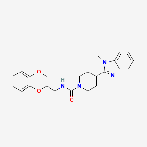 molecular formula C23H26N4O3 B13359092 N-(2,3-dihydro-1,4-benzodioxin-2-ylmethyl)-4-(1-methyl-1H-benzimidazol-2-yl)-1-piperidinecarboxamide 