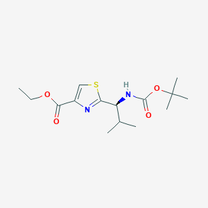 Ethyl (S)-2-(1-((tert-butoxycarbonyl)amino)-2-methylpropyl)thiazole-4-carboxylate