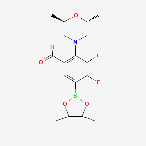 molecular formula C19H26BF2NO4 B13359129 2-((2R,6R)-2,6-Dimethylmorpholino)-3,4-difluoro-5-(4,4,5,5-tetramethyl-1,3,2-dioxaborolan-2-yl)benzaldehyde 