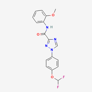 molecular formula C17H14F2N4O3 B13359199 1-[4-(difluoromethoxy)phenyl]-N-(2-methoxyphenyl)-1H-1,2,4-triazole-3-carboxamide 