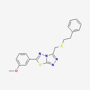 molecular formula C19H18N4OS2 B13359248 6-(3-Methoxyphenyl)-3-{[(2-phenylethyl)sulfanyl]methyl}[1,2,4]triazolo[3,4-b][1,3,4]thiadiazole 