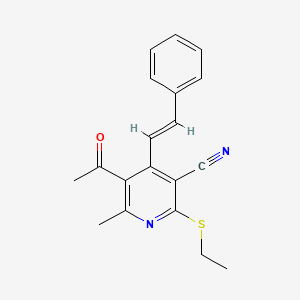 5-acetyl-2-(ethylsulfanyl)-6-methyl-4-[(E)-2-phenylethenyl]nicotinonitrile