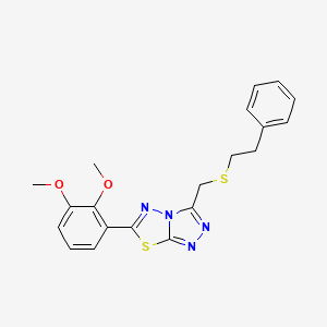 molecular formula C20H20N4O2S2 B13359285 6-(2,3-Dimethoxyphenyl)-3-{[(2-phenylethyl)sulfanyl]methyl}[1,2,4]triazolo[3,4-b][1,3,4]thiadiazole 