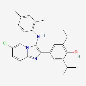 4-[6-Chloro-3-(2,4-dimethylanilino)imidazo[1,2-a]pyridin-2-yl]-2,6-diisopropylphenol