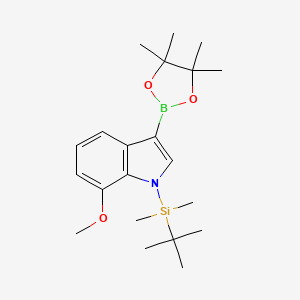 molecular formula C21H34BNO3Si B13359375 1-(tert-Butyldimethylsilyl)-7-methoxy-3-(4,4,5,5-tetramethyl-1,3,2-dioxaborolan-2-yl)-1H-indole 