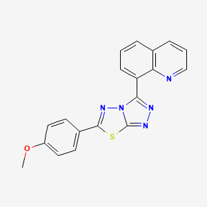 molecular formula C19H13N5OS B13359464 8-[6-(4-Methoxyphenyl)[1,2,4]triazolo[3,4-b][1,3,4]thiadiazol-3-yl]quinoline 