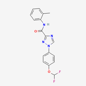 molecular formula C17H14F2N4O2 B13359497 1-[4-(difluoromethoxy)phenyl]-N-(2-methylphenyl)-1H-1,2,4-triazole-3-carboxamide 