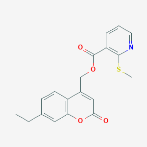 molecular formula C19H17NO4S B13359505 (7-Ethyl-2-oxo-2H-chromen-4-yl)methyl 2-(methylthio)nicotinate 