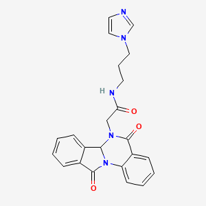 molecular formula C23H21N5O3 B13359509 2-(5,11-dioxo-6a,11-dihydroisoindolo[2,1-a]quinazolin-6(5H)-yl)-N-[3-(1H-imidazol-1-yl)propyl]acetamide 