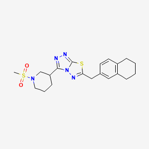 molecular formula C20H25N5O2S2 B13359550 3-[1-(Methylsulfonyl)-3-piperidinyl]-6-(5,6,7,8-tetrahydro-2-naphthalenylmethyl)[1,2,4]triazolo[3,4-b][1,3,4]thiadiazole 