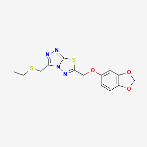 6-[(1,3-Benzodioxol-5-yloxy)methyl]-3-[(ethylsulfanyl)methyl][1,2,4]triazolo[3,4-b][1,3,4]thiadiazole