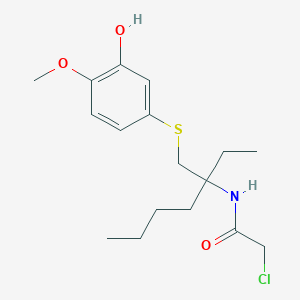 molecular formula C17H26ClNO3S B13359630 2-Chloro-N-(3-(((3-hydroxy-4-methoxyphenyl)thio)methyl)heptan-3-yl)acetamide 