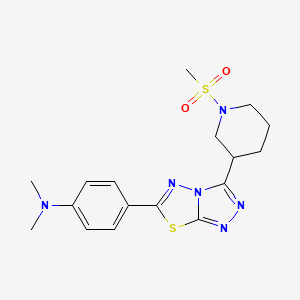 molecular formula C17H22N6O2S2 B13359673 N,N-dimethyl-4-{3-[1-(methylsulfonyl)-3-piperidinyl][1,2,4]triazolo[3,4-b][1,3,4]thiadiazol-6-yl}aniline 