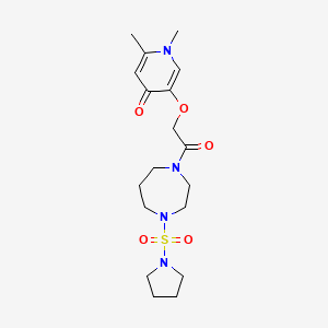 molecular formula C18H28N4O5S B13359680 1,2-dimethyl-5-{2-oxo-2-[4-(1-pyrrolidinylsulfonyl)-1,4-diazepan-1-yl]ethoxy}-4(1H)-pyridinone 