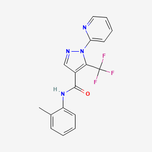 molecular formula C17H13F3N4O B13359704 N-(2-methylphenyl)-1-(2-pyridinyl)-5-(trifluoromethyl)-1H-pyrazole-4-carboxamide 