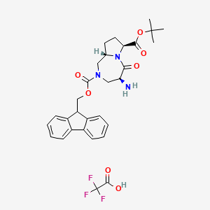 molecular formula C30H34F3N3O7 B13359710 (4S,7S,9aS)-2-((9H-Fluoren-9-yl)methyl) 7-tert-butyl 4-amino-5-oxohexahydro-1H-pyrrolo[1,2-a][1,4]diazepine-2,7(3H)-dicarboxylate 2,2,2-trifluoroacetate 