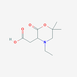 molecular formula C10H17NO4 B13359719 2-(4-Ethyl-6,6-dimethyl-2-oxomorpholin-3-yl)acetic acid 